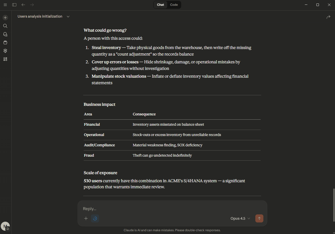 Get risk rationale from AI