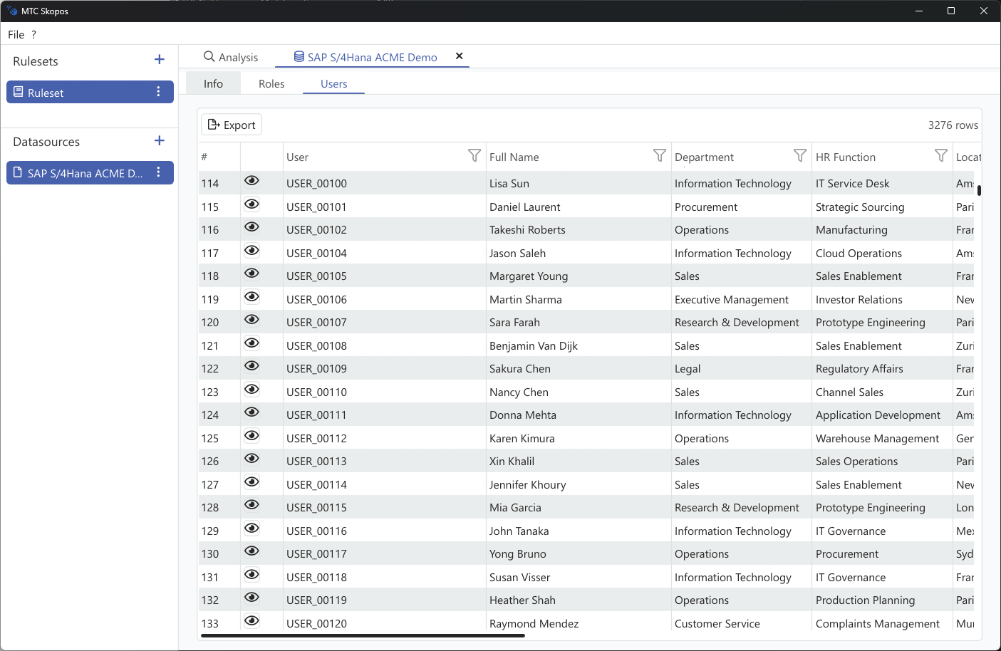 User explorer and user detail view