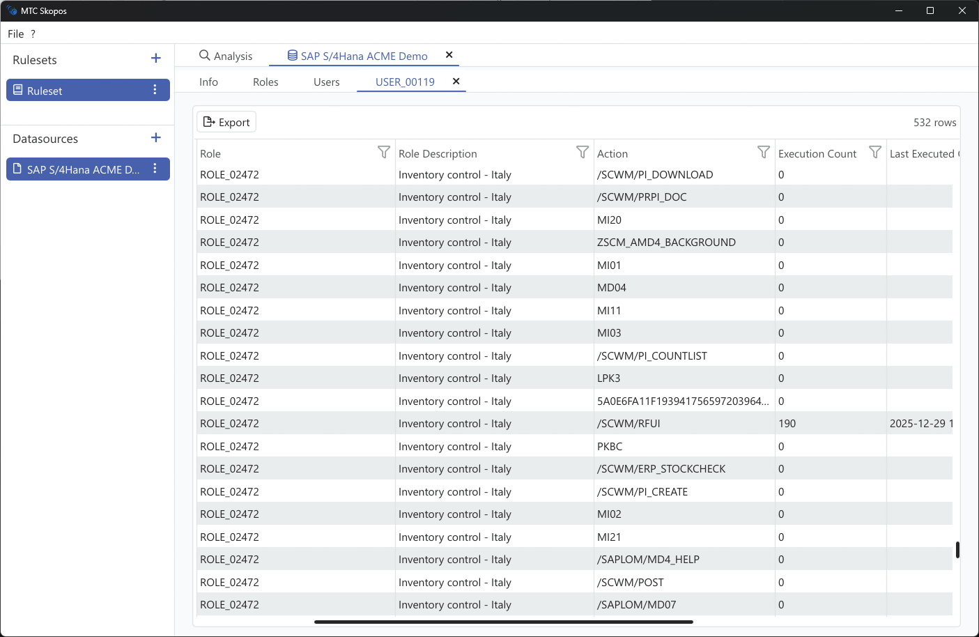 User explorer and user detail view