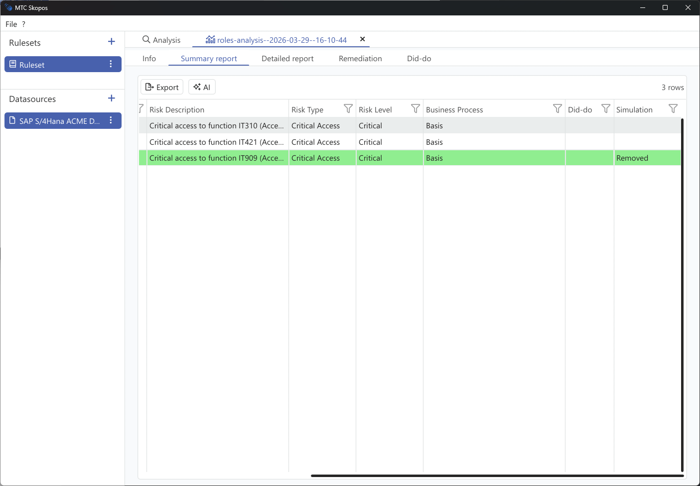 Role simulation workflow