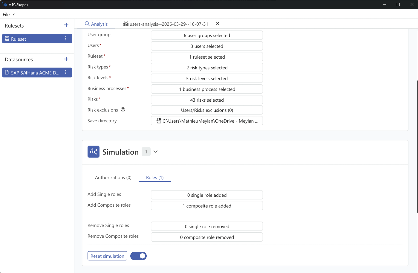 User simulation workflow